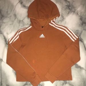 Adidas cropped three striped hoodie